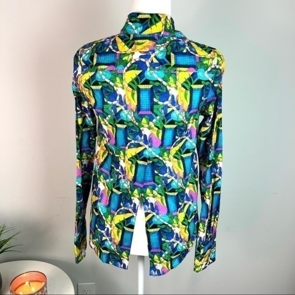 Creatures of the Wind Womes Tile Print Button Blouse size 0 - Picture 8 of 10